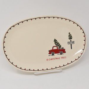 Potters Studio O Christmas Tree Farm Serving Dish Red Truck Holidays Party Table